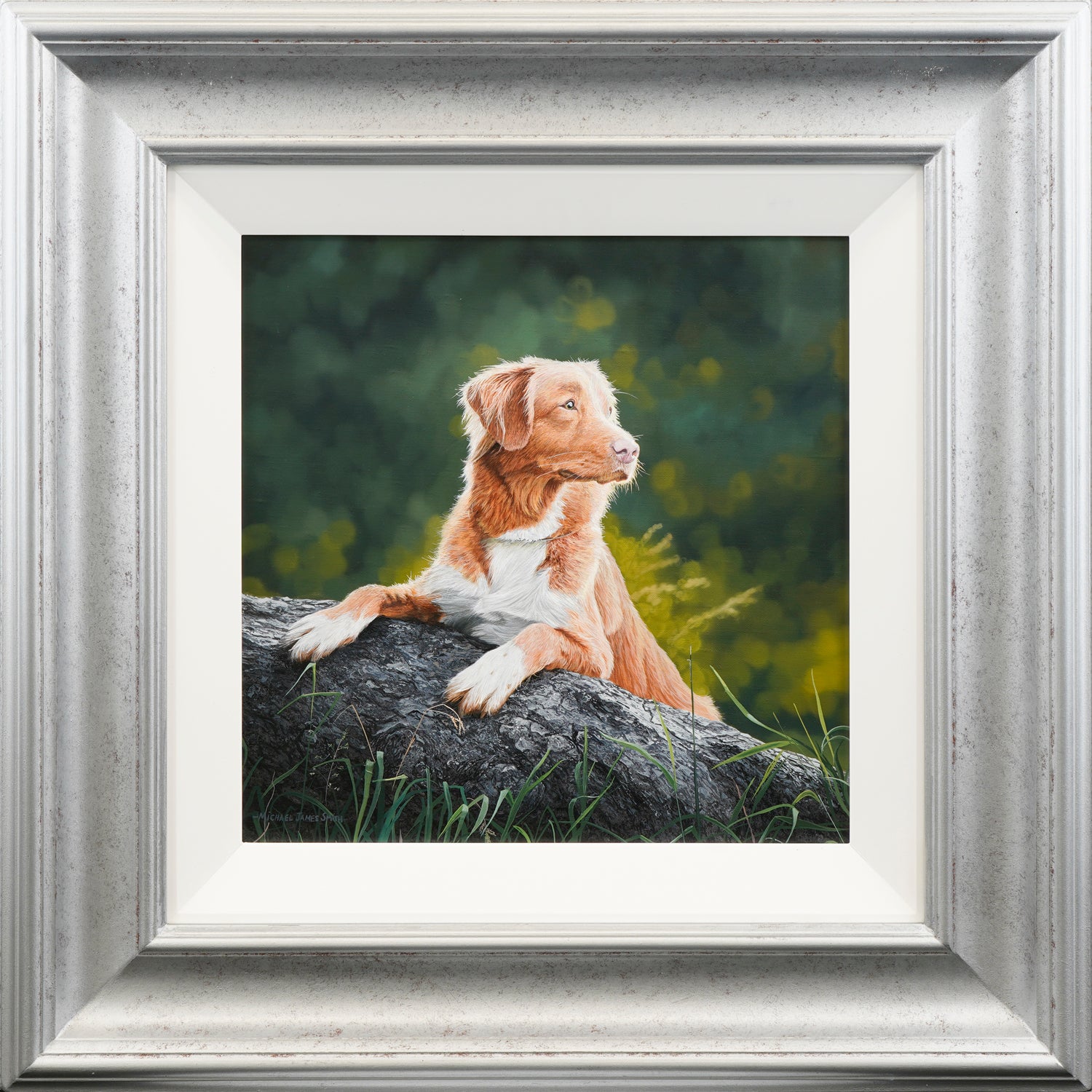 "Dog on a Log" Original Oil Painting