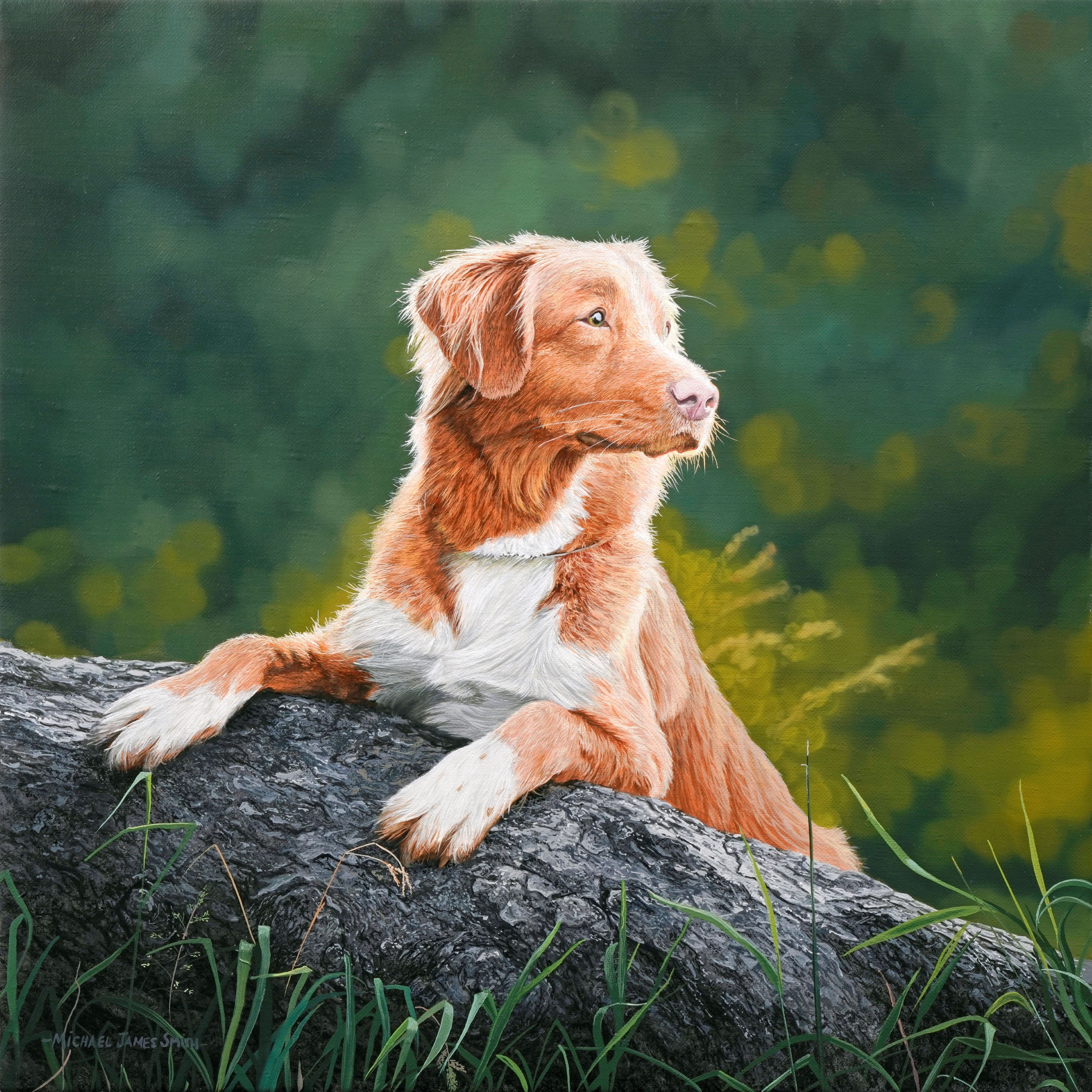 "Dog on a Log" Original Oil Painting