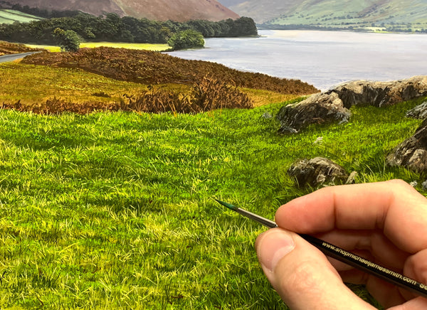 How to paint fine grass details using rigger brushes