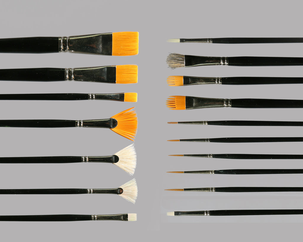 16 Pieces Professional Paint Brush Set Arts Crafts Supplies Painting Brushes Black
