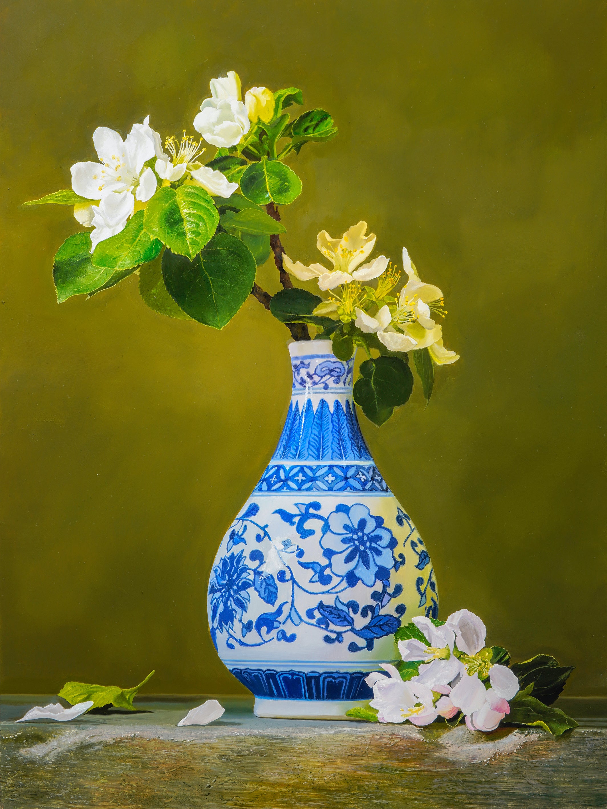 "Vase with Apple Blossom"  Original Oil Painting